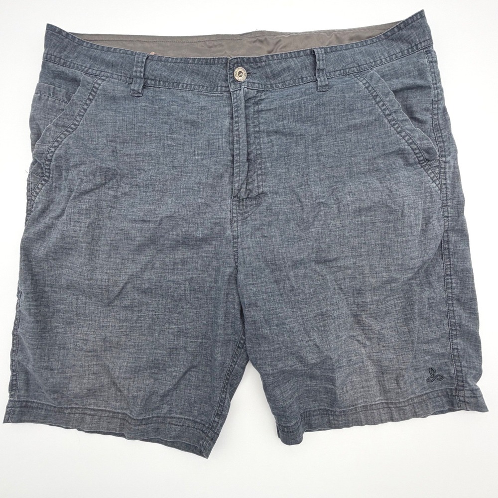 Prana Sutra Shorts Mens 38 Gray Hemp Blend Sustainable Hiking Casual 8 Inseam